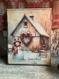 Primitive Valentines Grungy Decorative Canvas Print 8x10