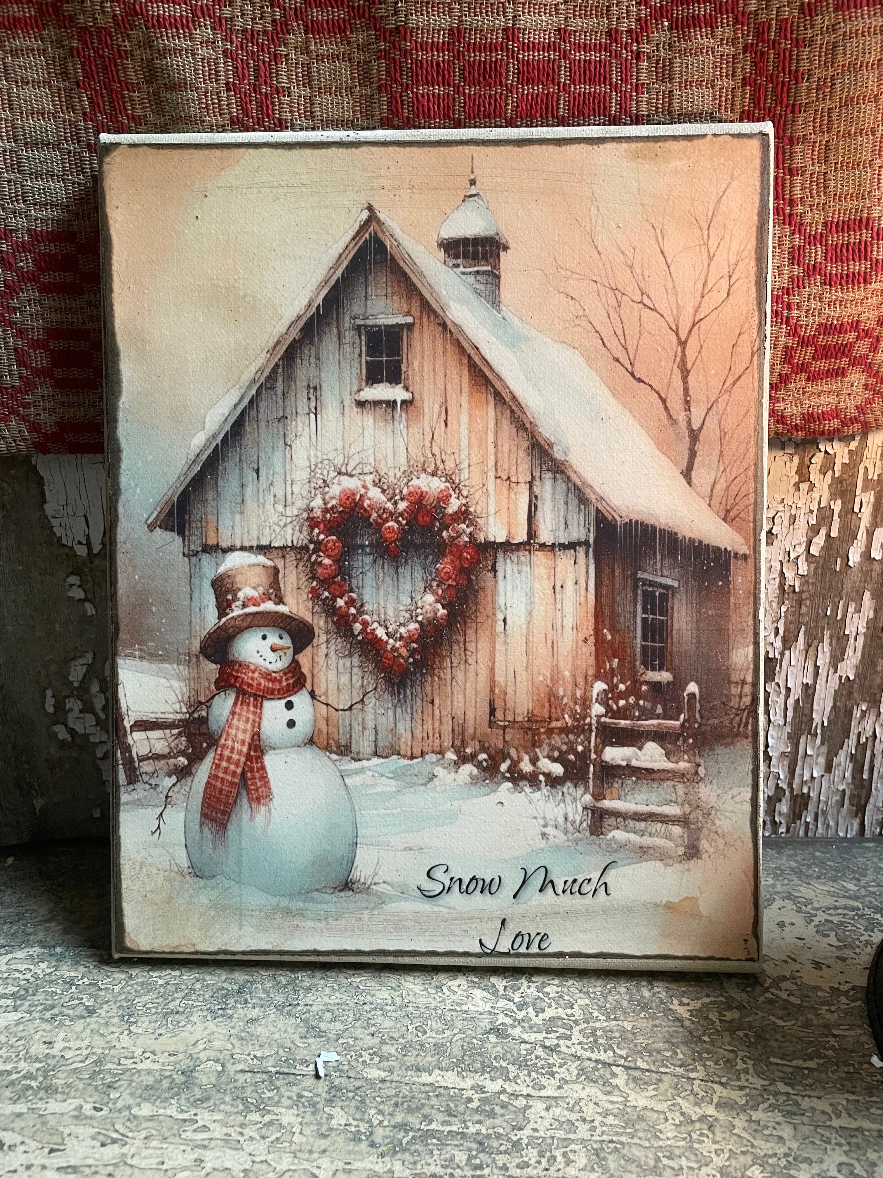 Primitive Valentines Grungy Decorative Canvas Print 8x10