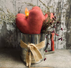 Primitive Valentines Hearts In Antique Sifter Gathering 12x7