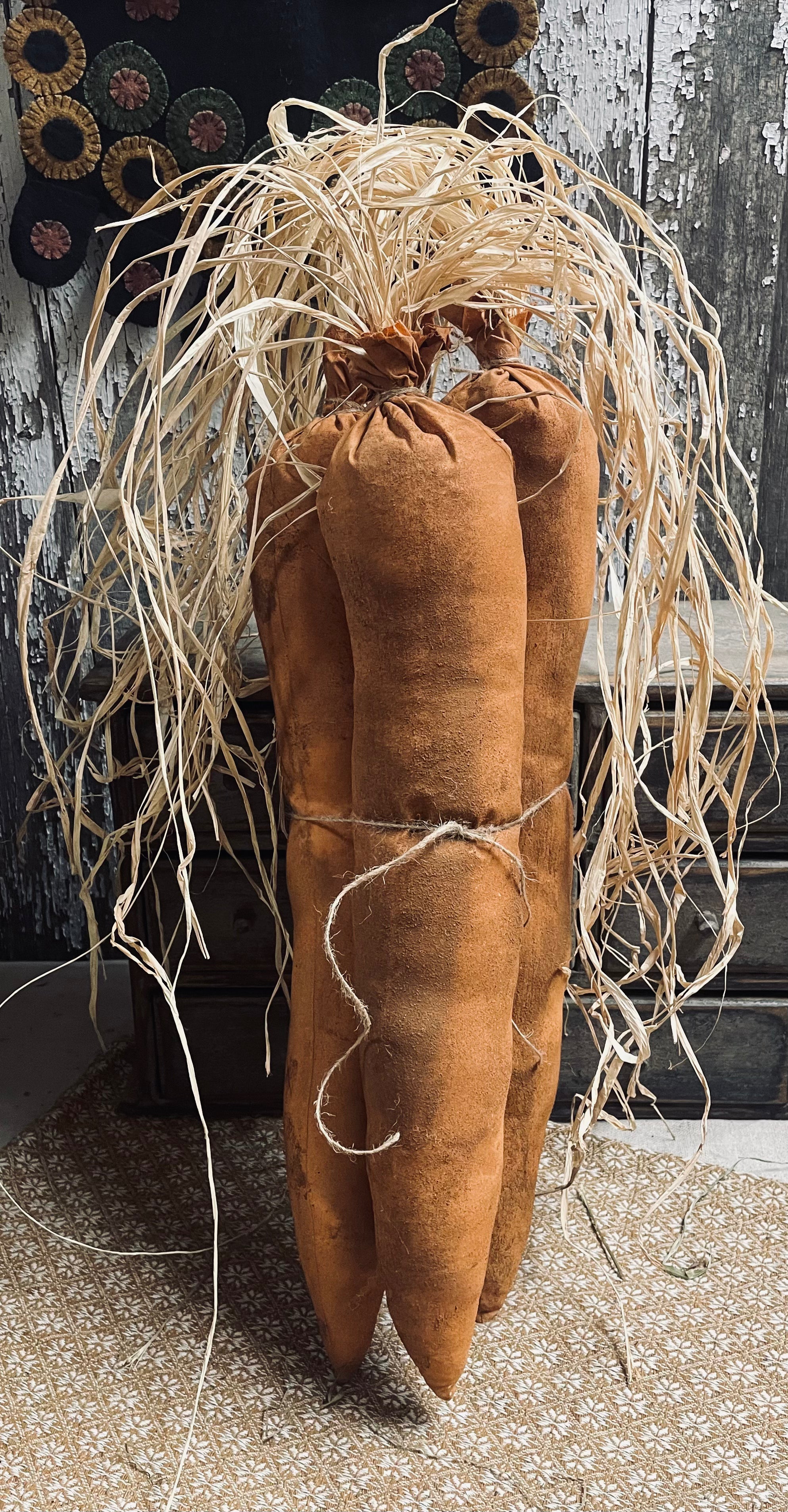 3 Large Primitive Easter Carrot Bundle 20x3