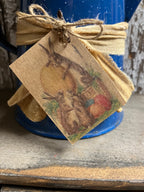 10 Primitive Tulips In Antique Tea Pot Gathering 12x7