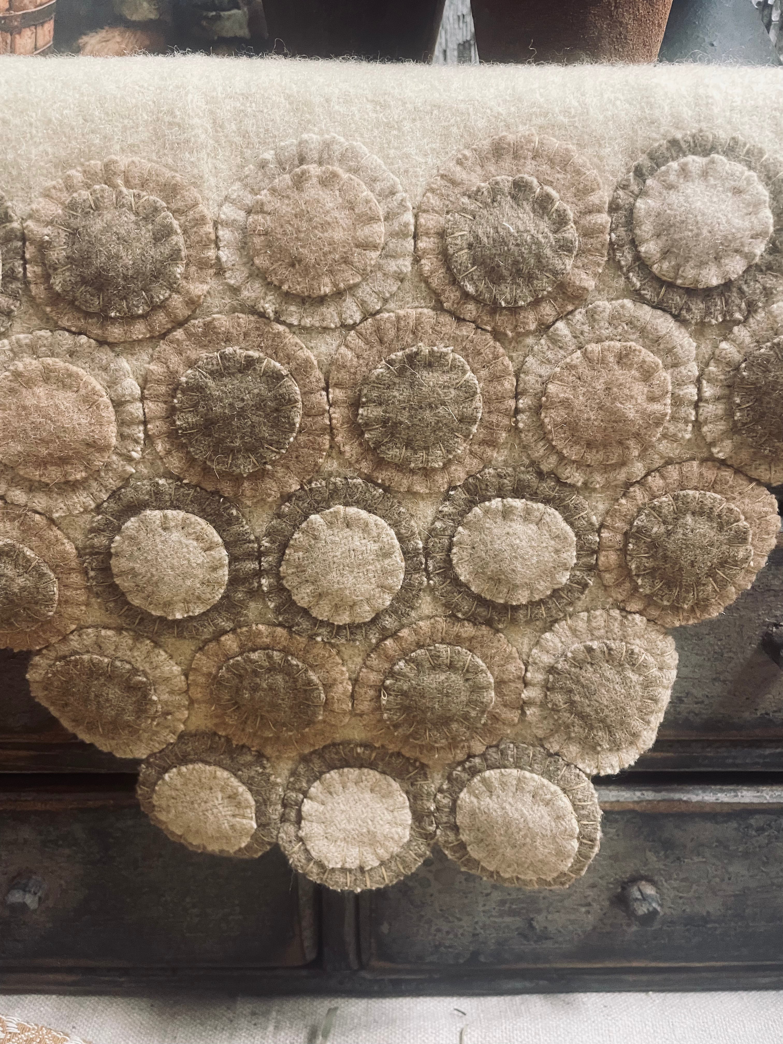 Primitive Penny Rug Table Runner 40x13