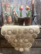 Primitive Penny Rug Table Runner 40x13