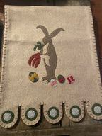 Primitive Penny Rug Table Runner With Bunny 35x14