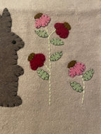 Primitive Penny Rug Table Runner With Bunny 35x14