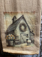 Primitive Decorative Easter Flour Sac Towel With Picture 28x29