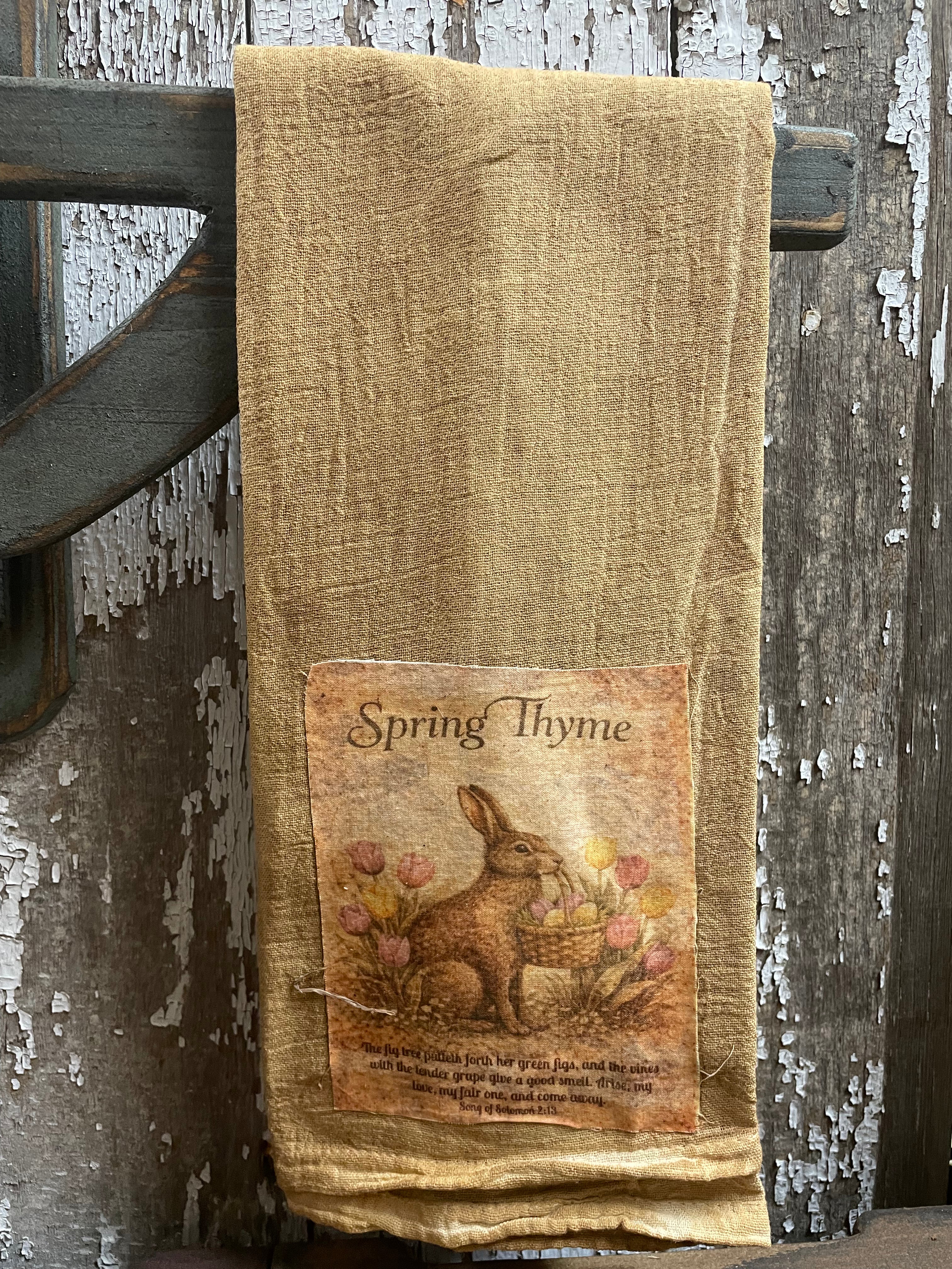 Primitive Decorative Easter Flour Sac Towel With Picture 28x29