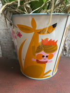10 Primitive Tulips And Bunny In Antique Sand Pail 11x8
