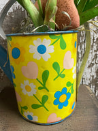 9 Primitive Tulips And Peep In Antique Watering Can Gathering 12x9