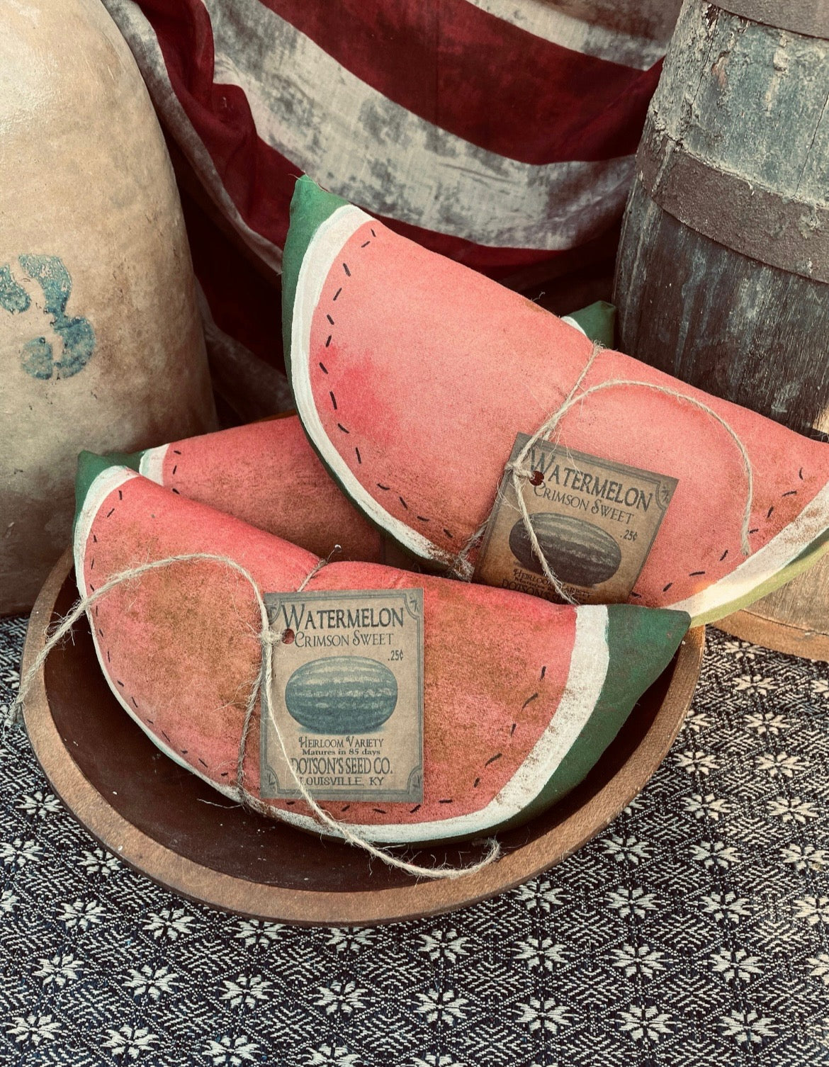 Primitive Grungy Watermelon Slice 12x5 Set Of 1, 2 Or 3