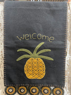 Primitive Penny Rug Table Runner With Pineapple 35x14