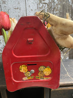 10 Primitive Tulips And Bunny In Antique Kids Shu Shine Bank Gathering 9x8