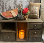 Primitive Wooden Four Drawer Cubby 21x11x7 Pepper