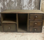 Primitive Wooden Four Drawer Cubby 21x11x7 Pepper