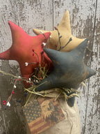 Primitive Grungy Stars Feedsac Bag Shelf Sitter 20x8