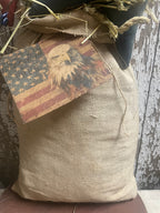 Primitive Grungy Stars Feedsac Bag Shelf Sitter 20x8