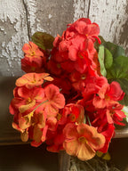 Primitive Grungy Red Faux Geraniums Stems 14x4