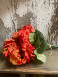 Primitive Grungy Red Faux Geraniums Stems 14x4