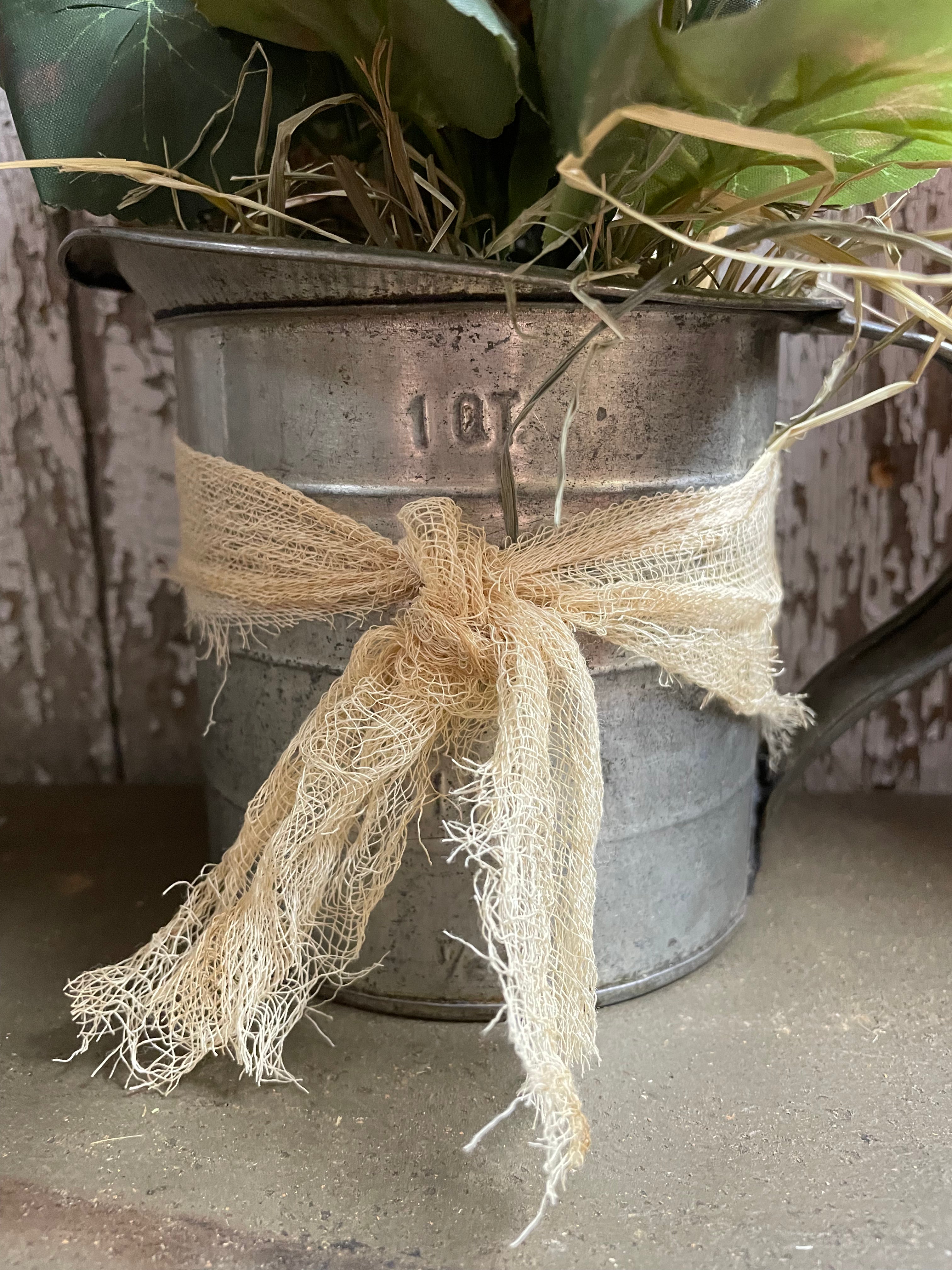 Primitive Geraniums In Antique Measuring Pitcher 11x6
