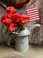 Primitive Geraniums In Antique Oil Can Gathering 13x10