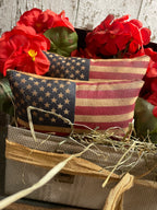 Primitive Flag Pillows And Geraniums In Antique Lunch Box Gathering 11x10x9
