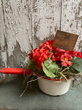 Primitive Geraniums In Antique Pot Gathering 10x7