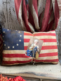 Large Primitive Americana Betsy Flag Pillow 18x12