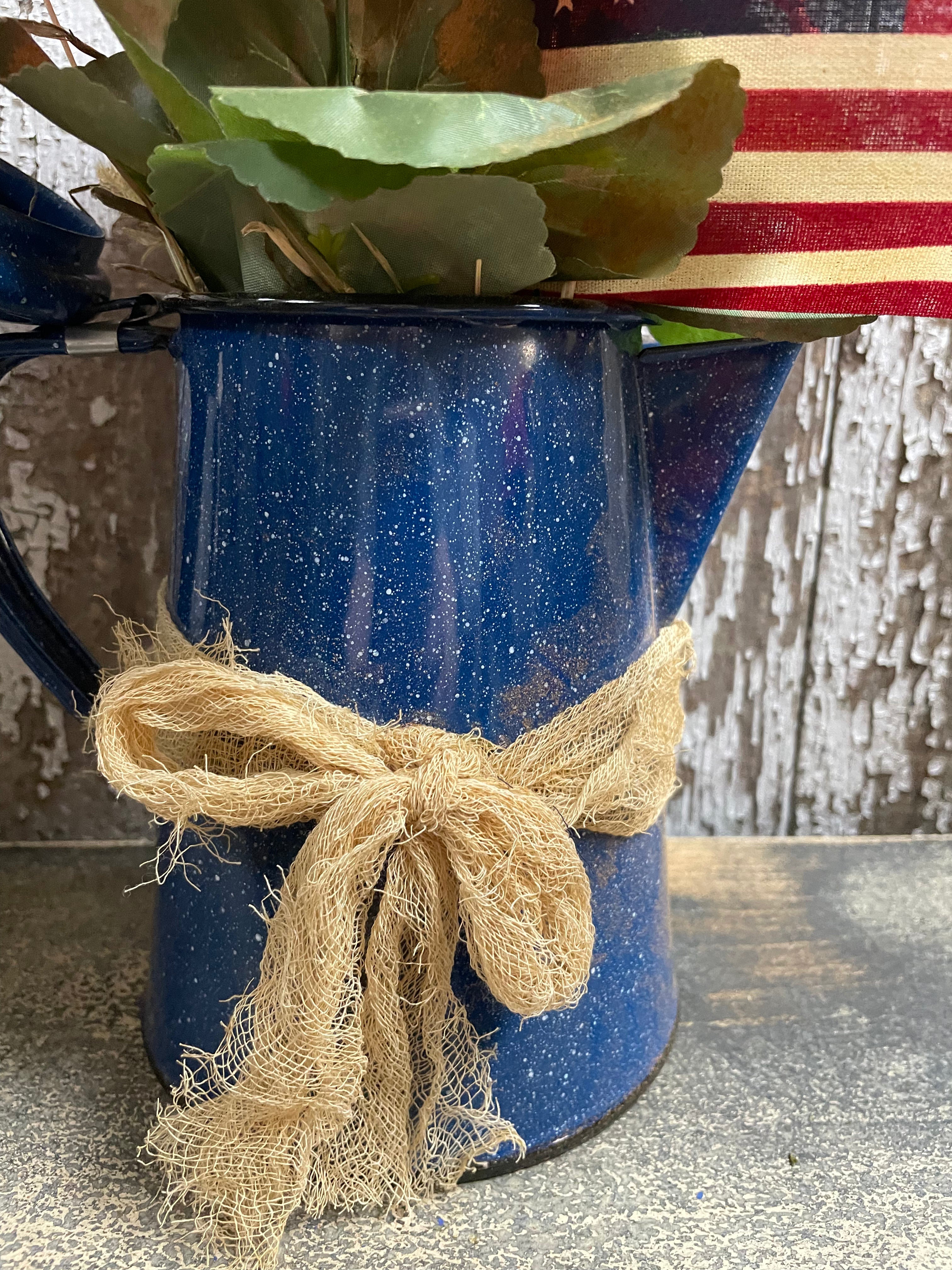 Primitive Geraniums In Antique Tea Pot Gathering 12x8