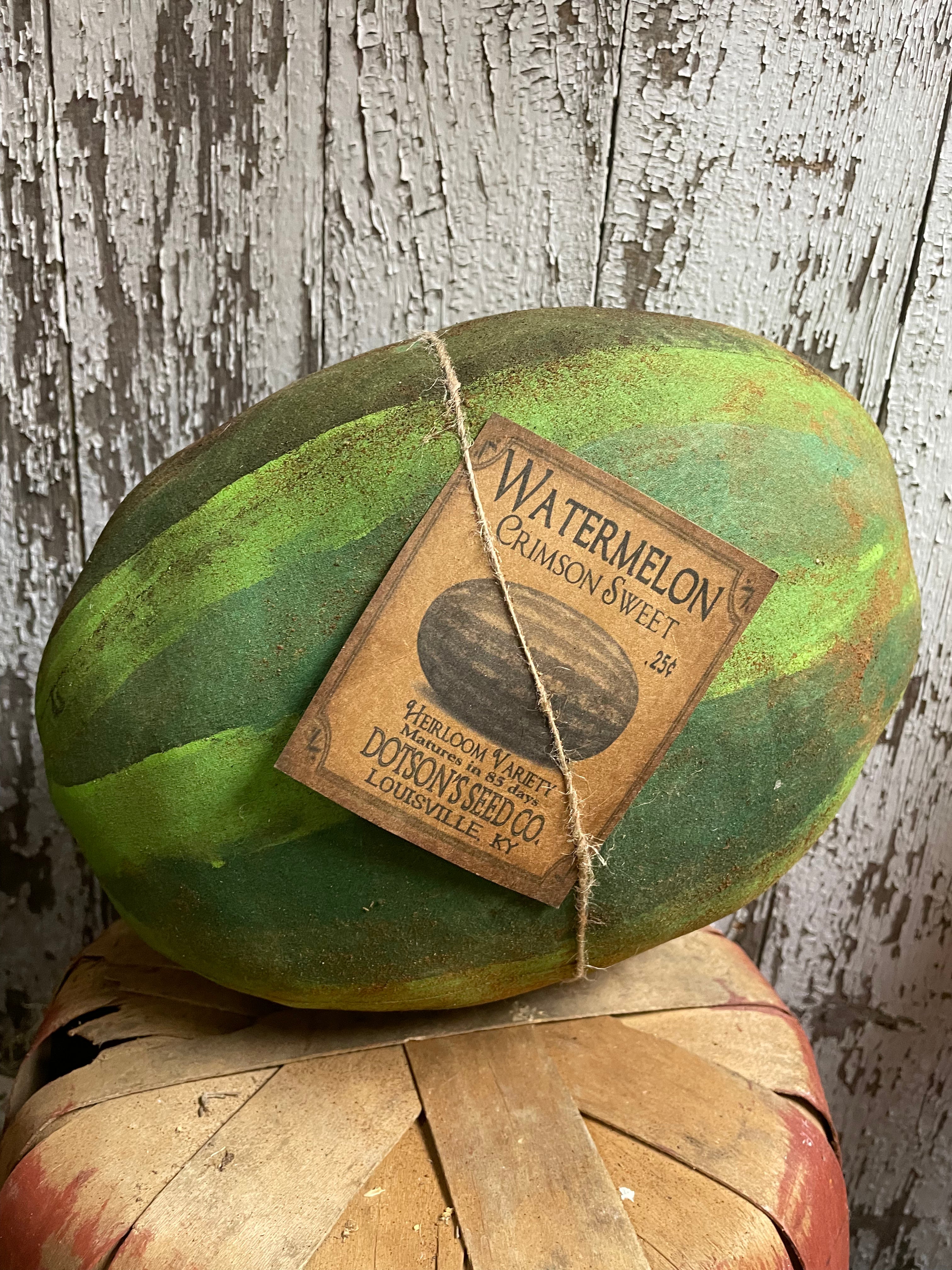 Primitive Grungy Large Watermelon 13x9