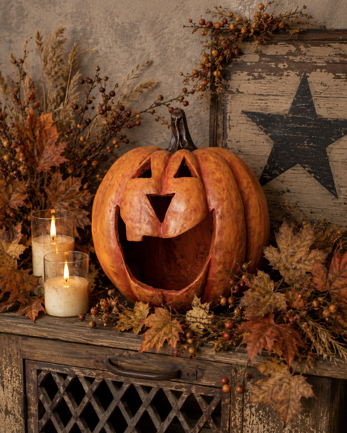 Primitive Ragon House Big Mouth Pumpkin Orange 15x15
