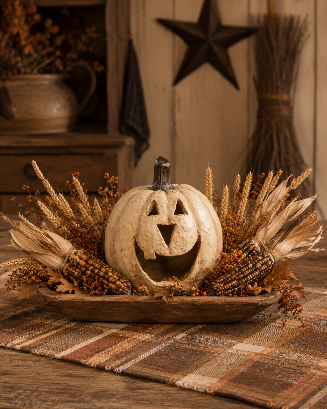 Primitive Ragon House Big Mouth Pumpkin White 11x11