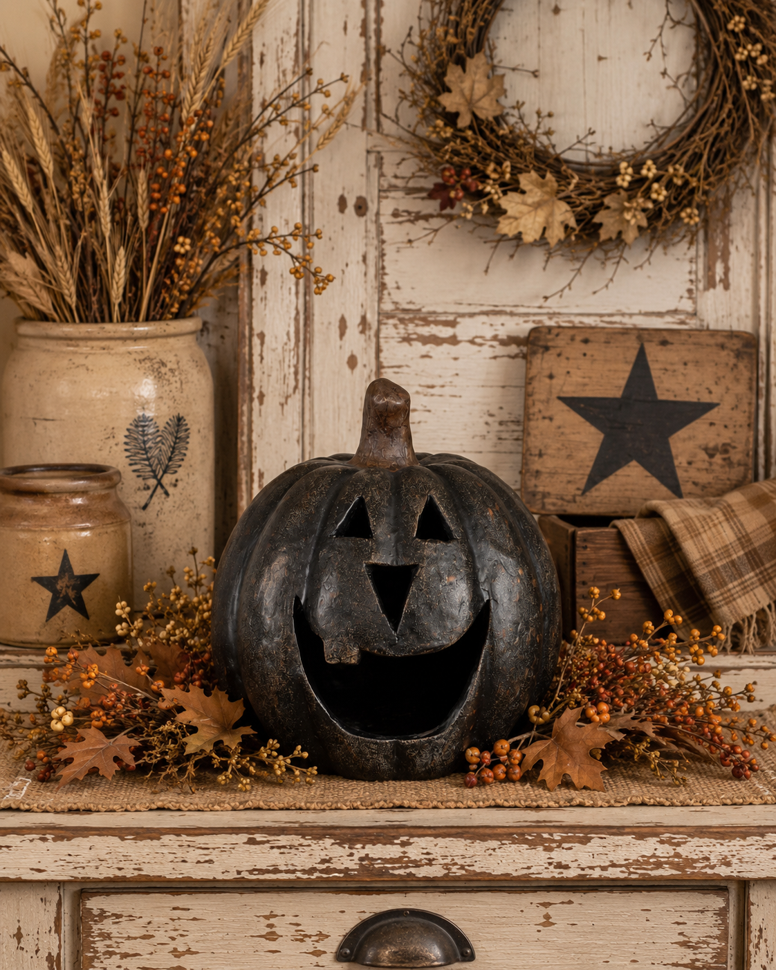 Primitive Ragon House Big Mouth Pumpkin Black 11x11