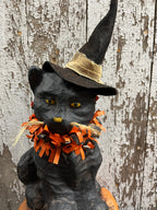 Primitive Cat On Pumpkin Rugged Chic 18x8