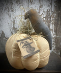 Primitive White Pumpkin With Crow Sitter 13x10