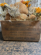 Primitive Pumpkins In Antique Medicine Box Gathering 9x7