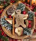 Primitive Salt Dough Gingerbread Man With Dried Goods Bowl Fillers