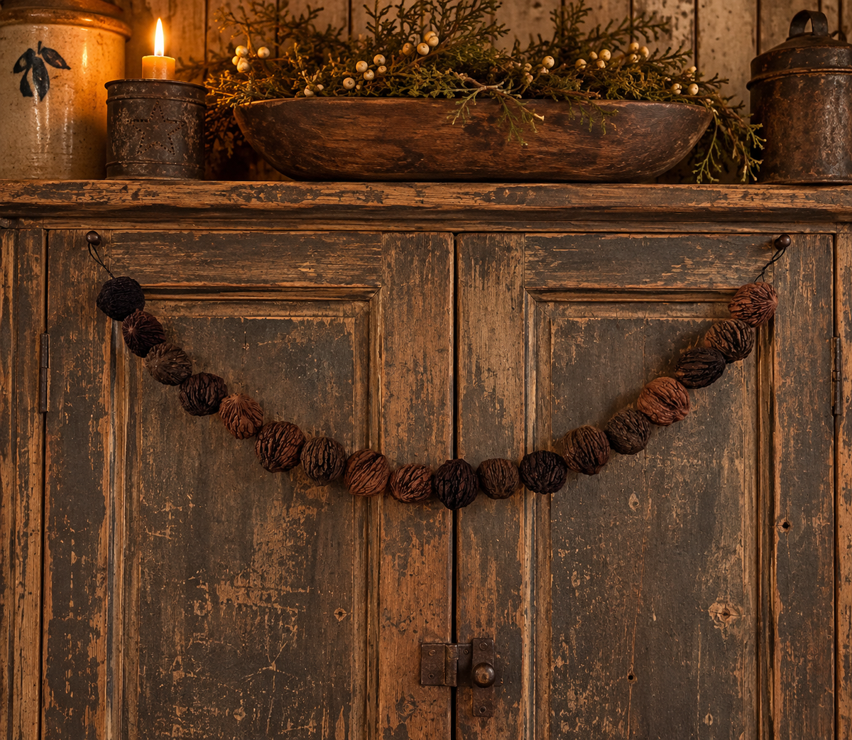 Primitive Black Walnut Garland 24-48 Inches