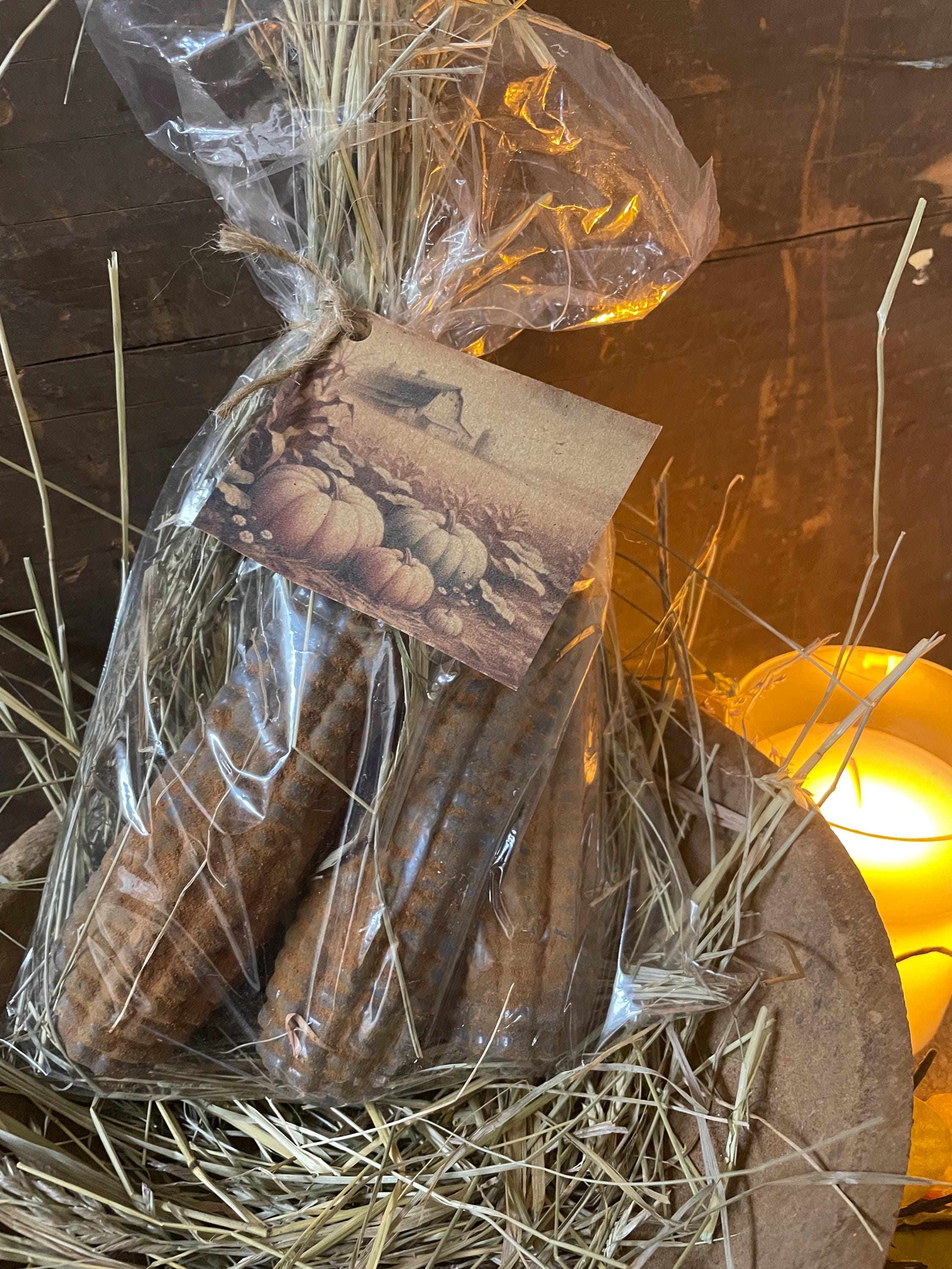 3 Primitive Fall Halloween Blackened Wax Corn Bowl Fillers