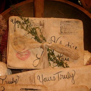 4 Primitive Valentines Love Letter Bowl Fillers 7x5