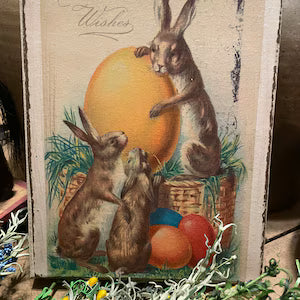 Primitive Easter Grungy Decorative Canvas Print 8x10