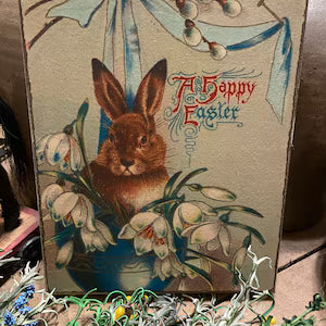 Primitive Easter Grungy Decorative Canvas Print 8x10