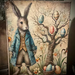 Primitive Easter Grungy Decorative Canvas Print 8x10