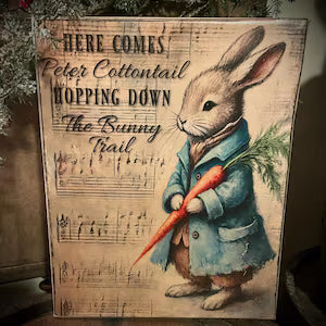 Primitive Easter Grungy Decorative Canvas Print 8x10