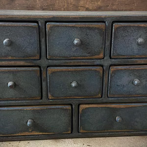 Primitive Wooden Eight Drawer Apothecary 18x12x8 Country Blue