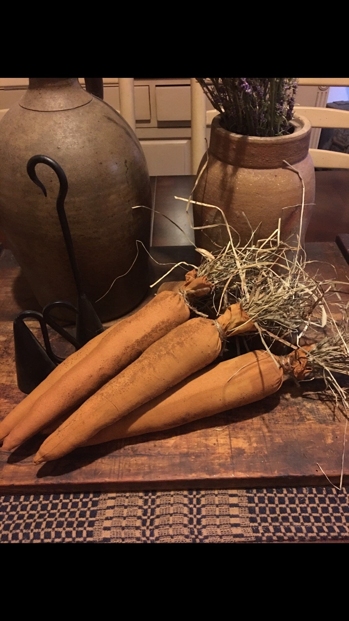 5 Primitive Easter Carrot Bowl Fillers 10x1