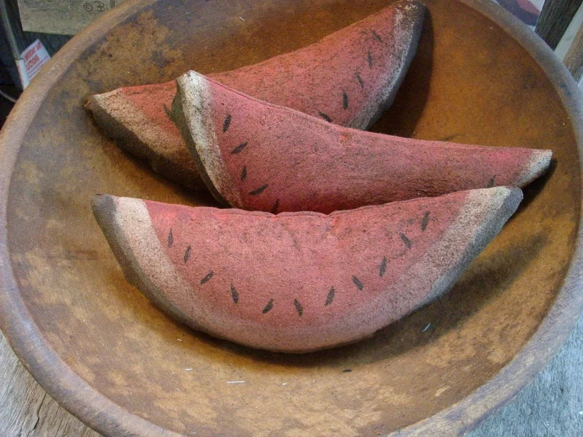 3 Primitive Grungy Mini Watermelon Slices 6x2