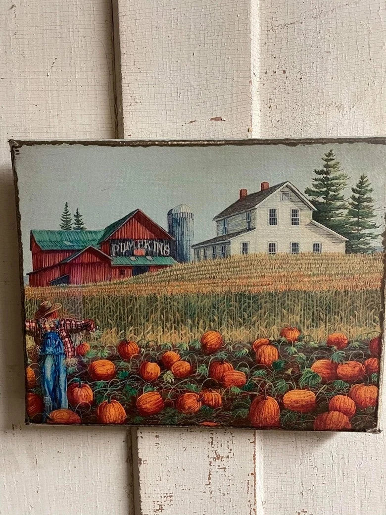 Primitive Fall Grungy Decorative Canvas Print 8x10