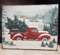 Primitive Winter Christmas Grungy Decorative Truck Canvas Print 8x10