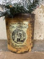 Primitive Christmas Snowman In Can
