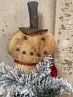 Primitive Christmas Snowman In Can